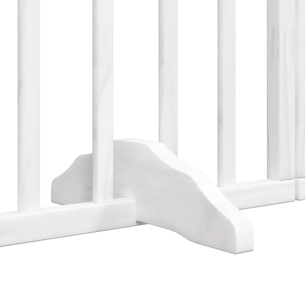 Cancelletto per cani con porta pieghevole 4 pannelli bianco 320 cm in legno di pioppo