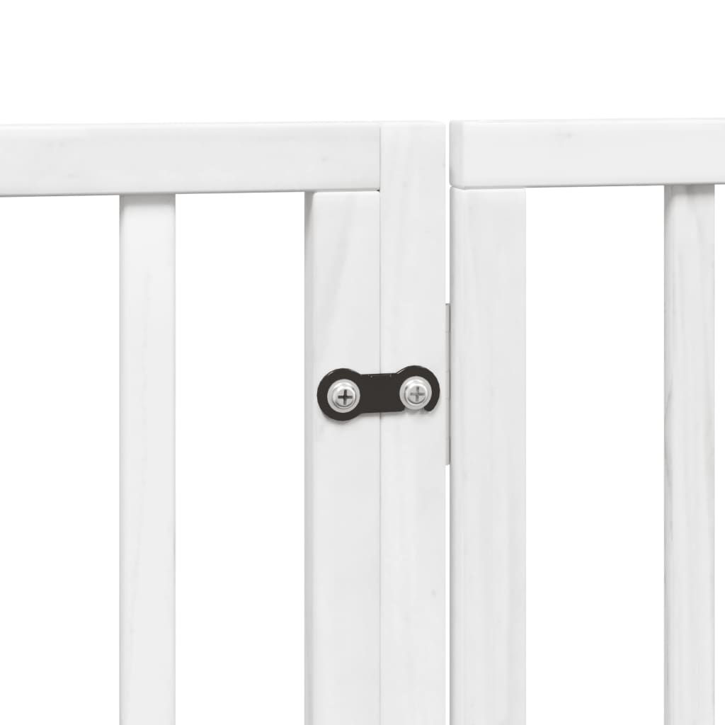 Cancelletto per cani con porta pieghevole 4 pannelli bianco 320 cm in legno di pioppo