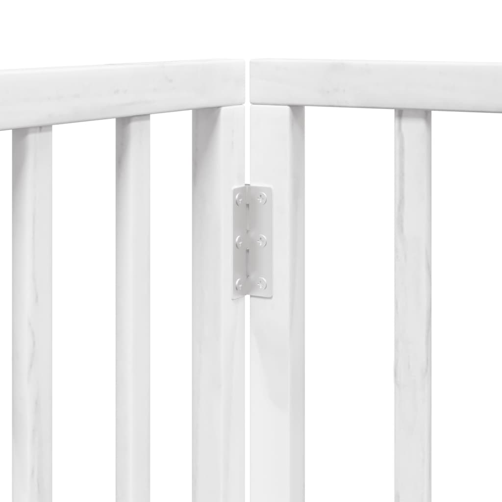 Cancelletto per cani con porta pieghevole 4 pannelli bianco 320 cm in legno di pioppo