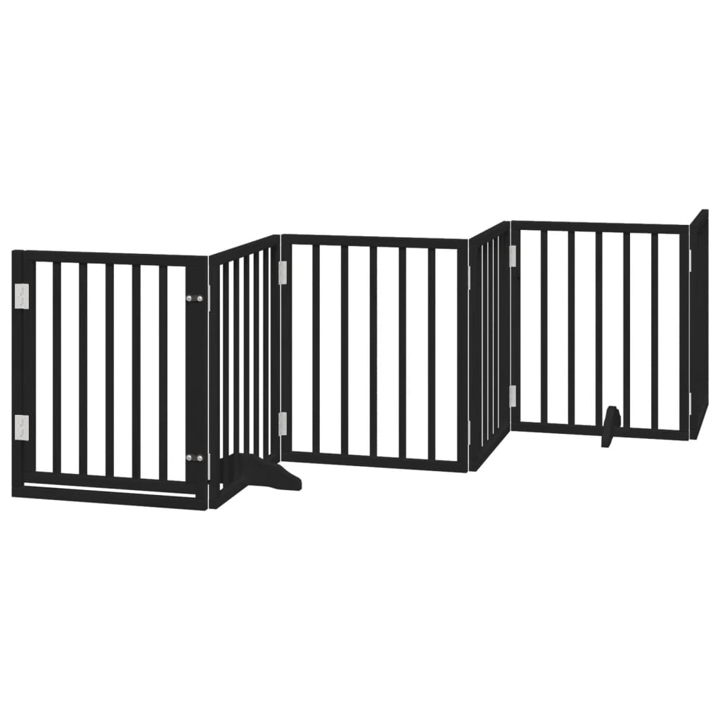 Cancello per Cani Porta Pieghevole Nero 6 Pannelli 300cm Pioppo