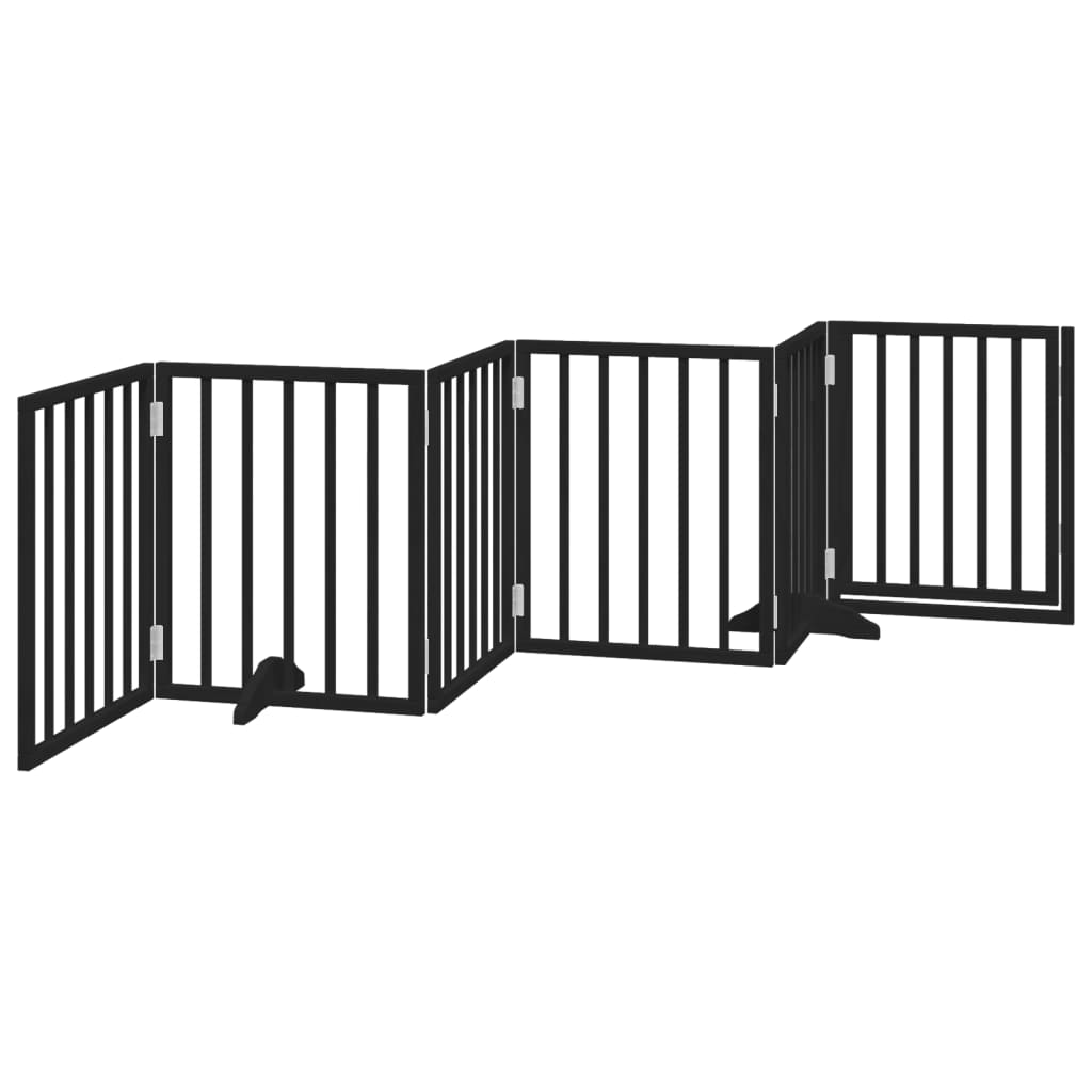 Cancello per Cani Porta Pieghevole Nero 6 Pannelli 300cm Pioppo