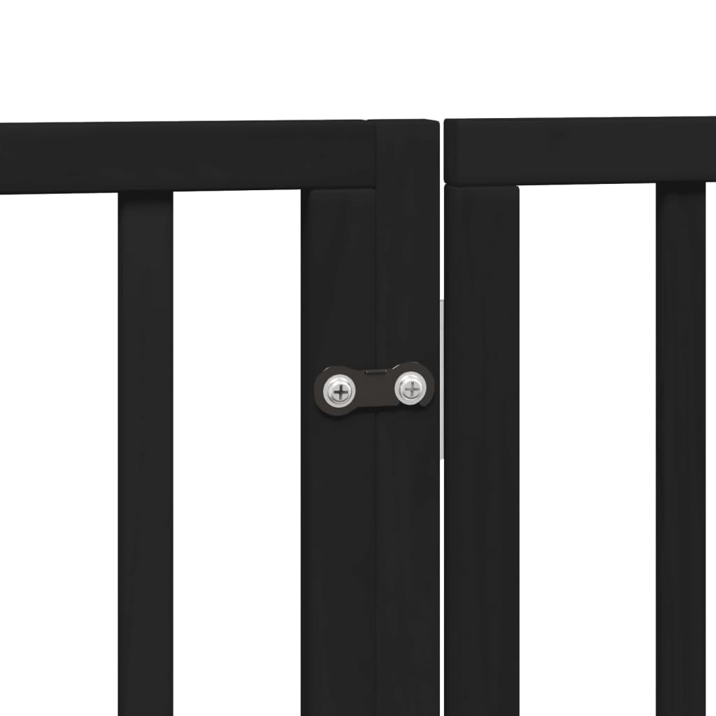 Cancello per Cani Porta Pieghevole Nero 6 Pannelli 300cm Pioppo