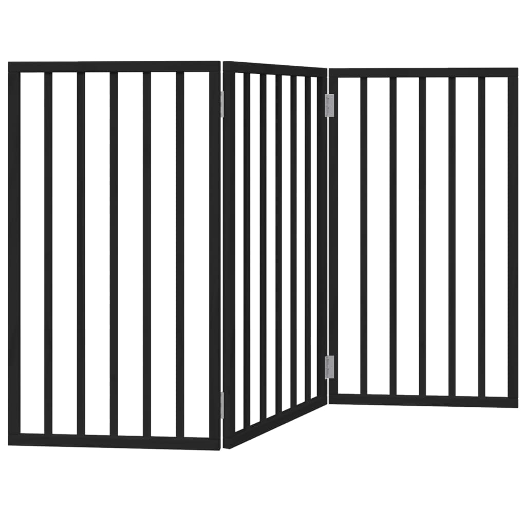 Cancello per Cani Pieghevole 3 Pannelli Nero 150cm Legno Pioppo