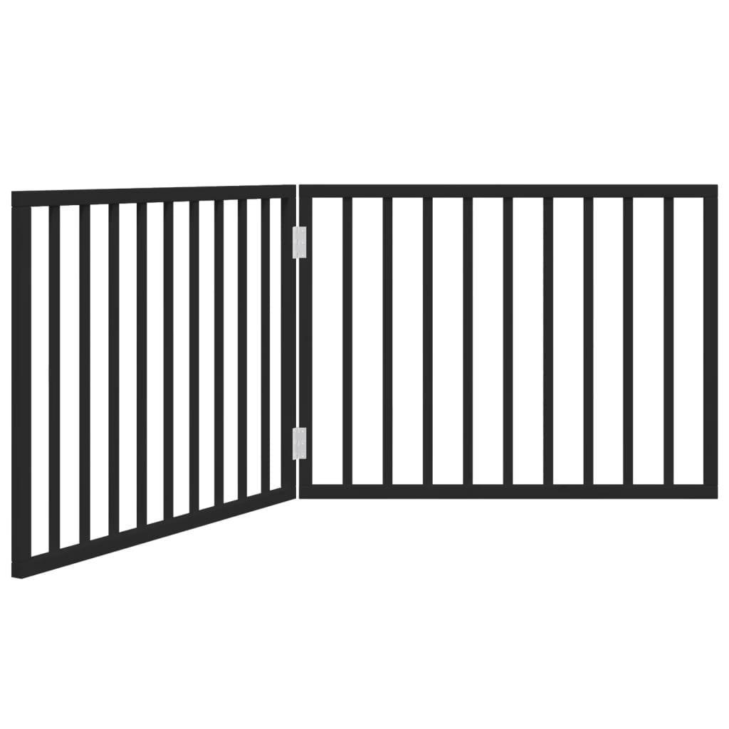Cancelletto per cani pieghevole 2 pannelli nero 160 cm in legno di pioppo