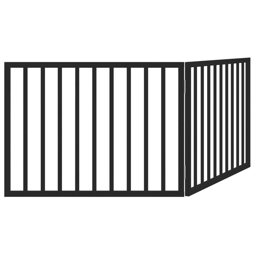 Cancelletto per cani pieghevole 2 pannelli nero 160 cm in legno di pioppo