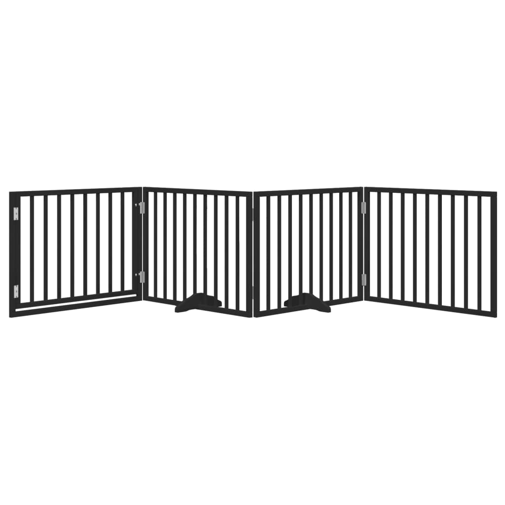 Cancello per Cani Porta Pieghevole Nero 4 Pannelli 320cm Pioppo
