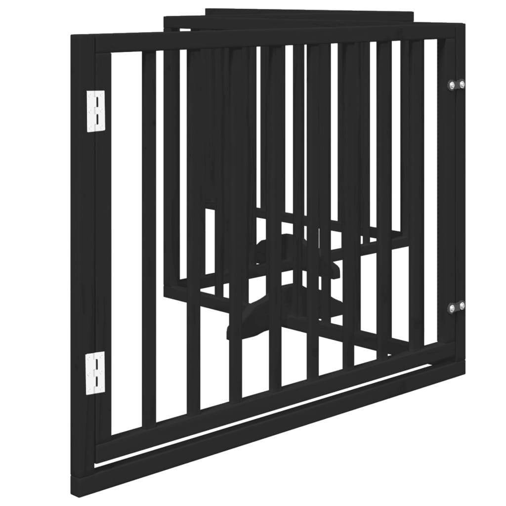 Cancello per Cani Porta Pieghevole Nero 4 Pannelli 320cm Pioppo