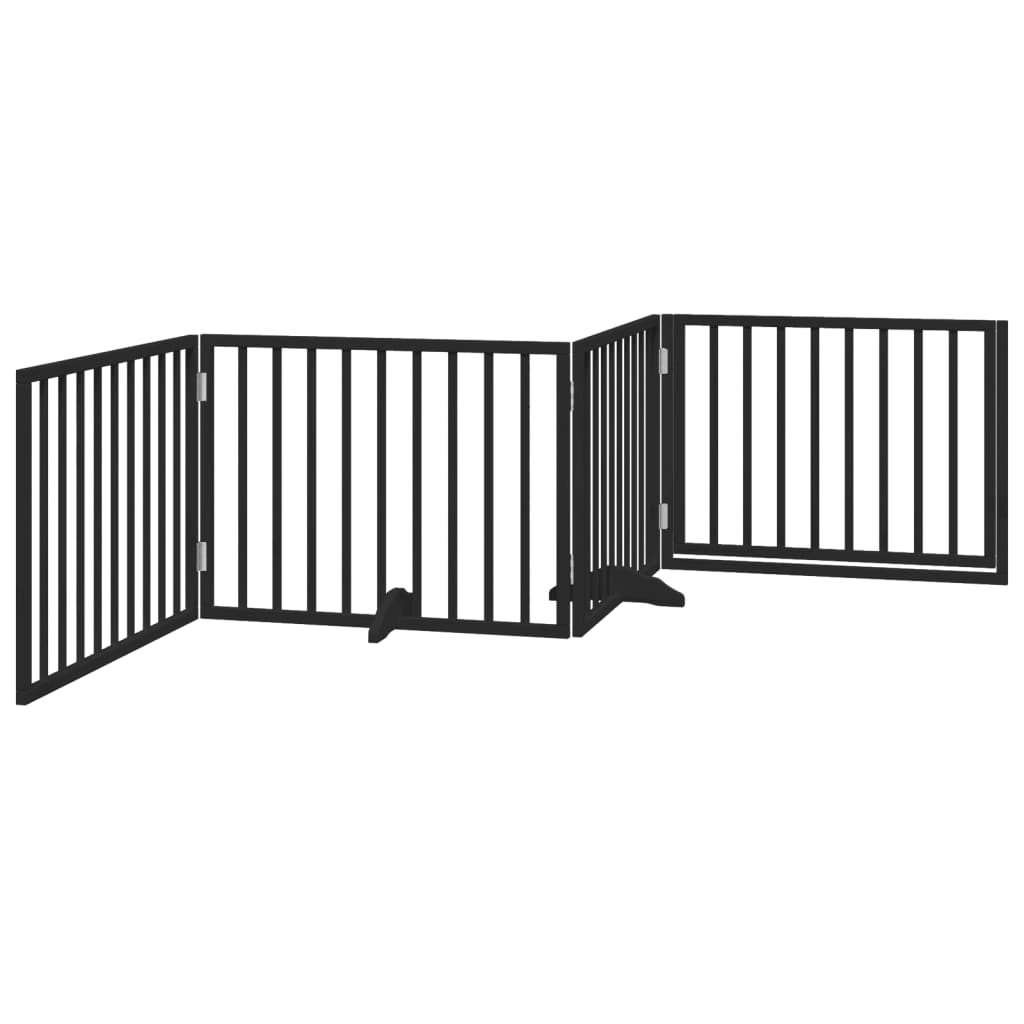 Cancello per Cani Porta Pieghevole Nero 4 Pannelli 320cm Pioppo