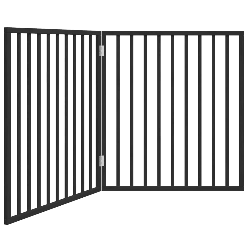 Cancelletto per cani pieghevole 2 pannelli nero 160 cm in legno di pioppo