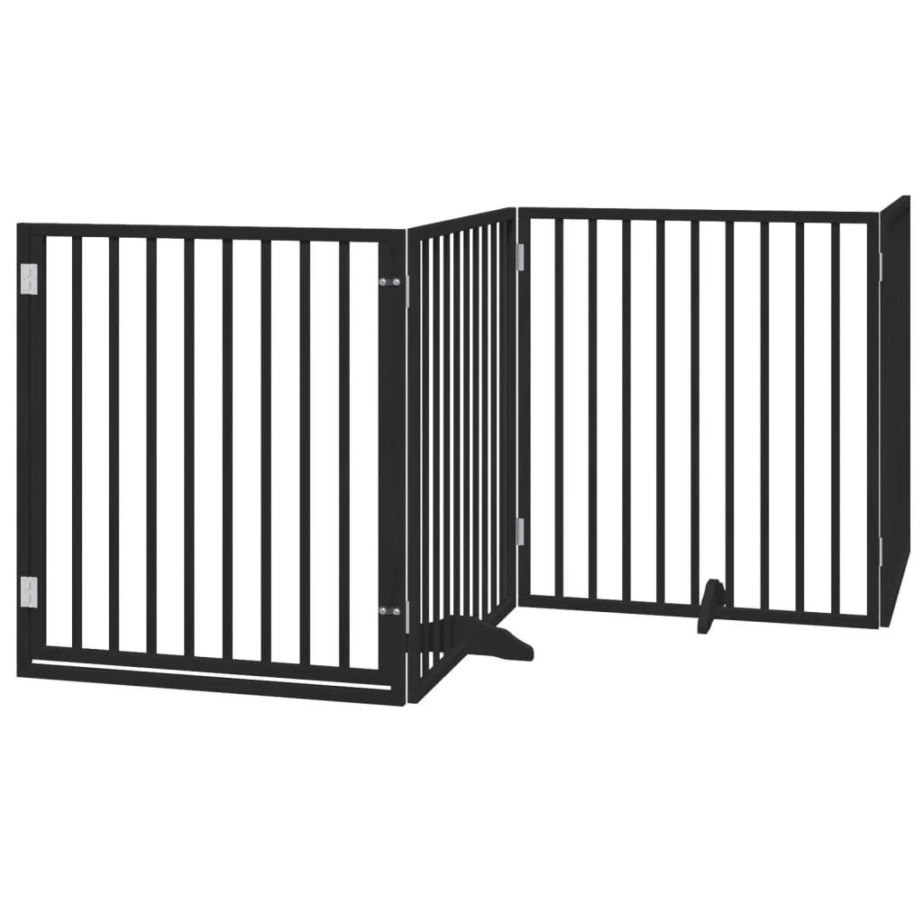 Cancello per Cani Porta Pieghevole Nero 4 Pannelli 320cm Pioppo