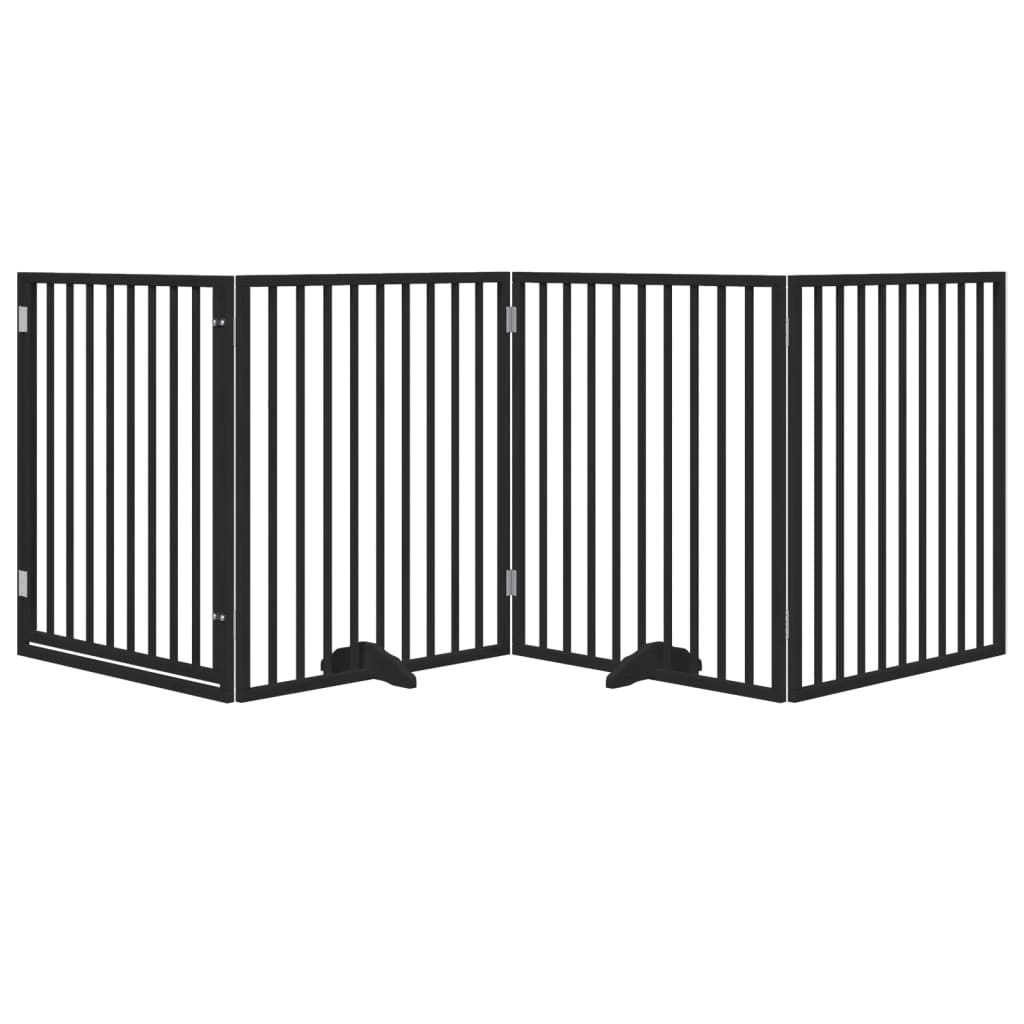Cancello per Cani Porta Pieghevole Nero 4 Pannelli 320cm Pioppo