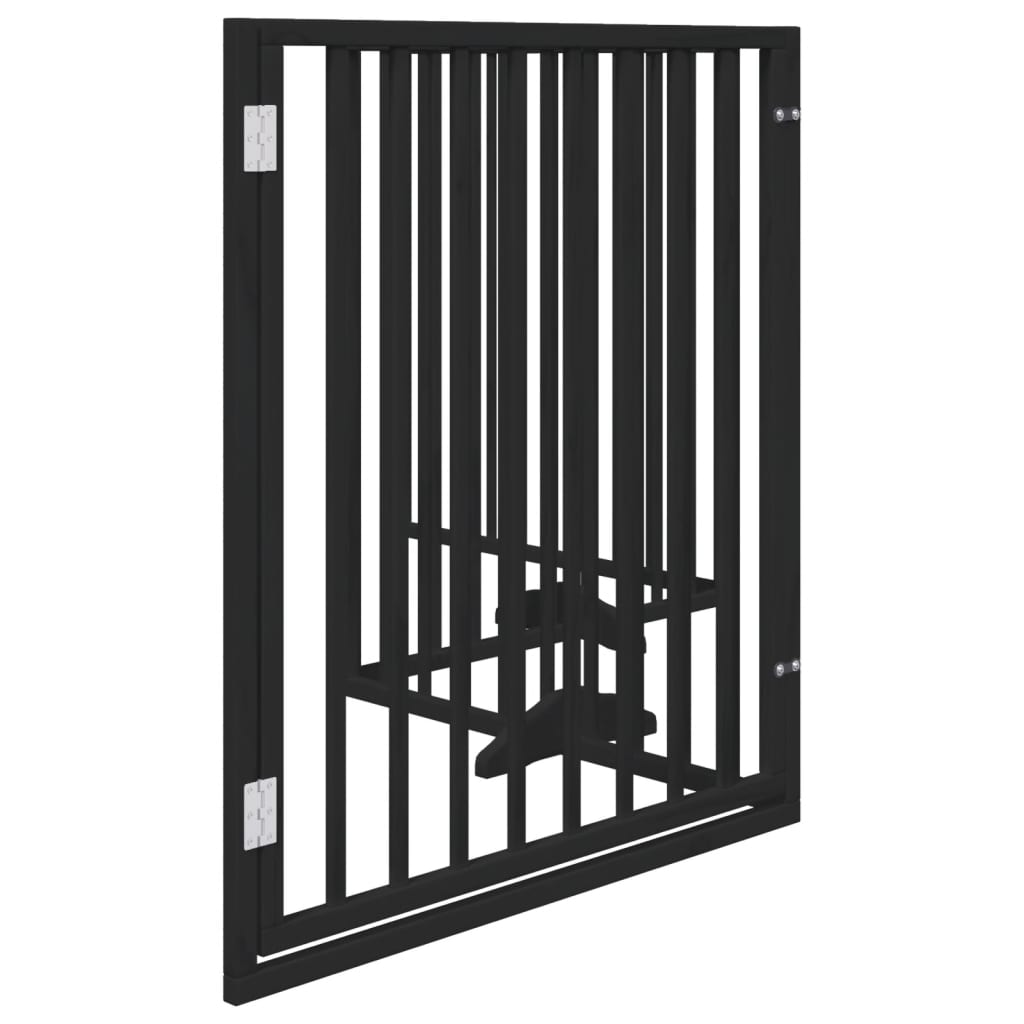 Cancello per Cani Porta Pieghevole Nero 4 Pannelli 320cm Pioppo