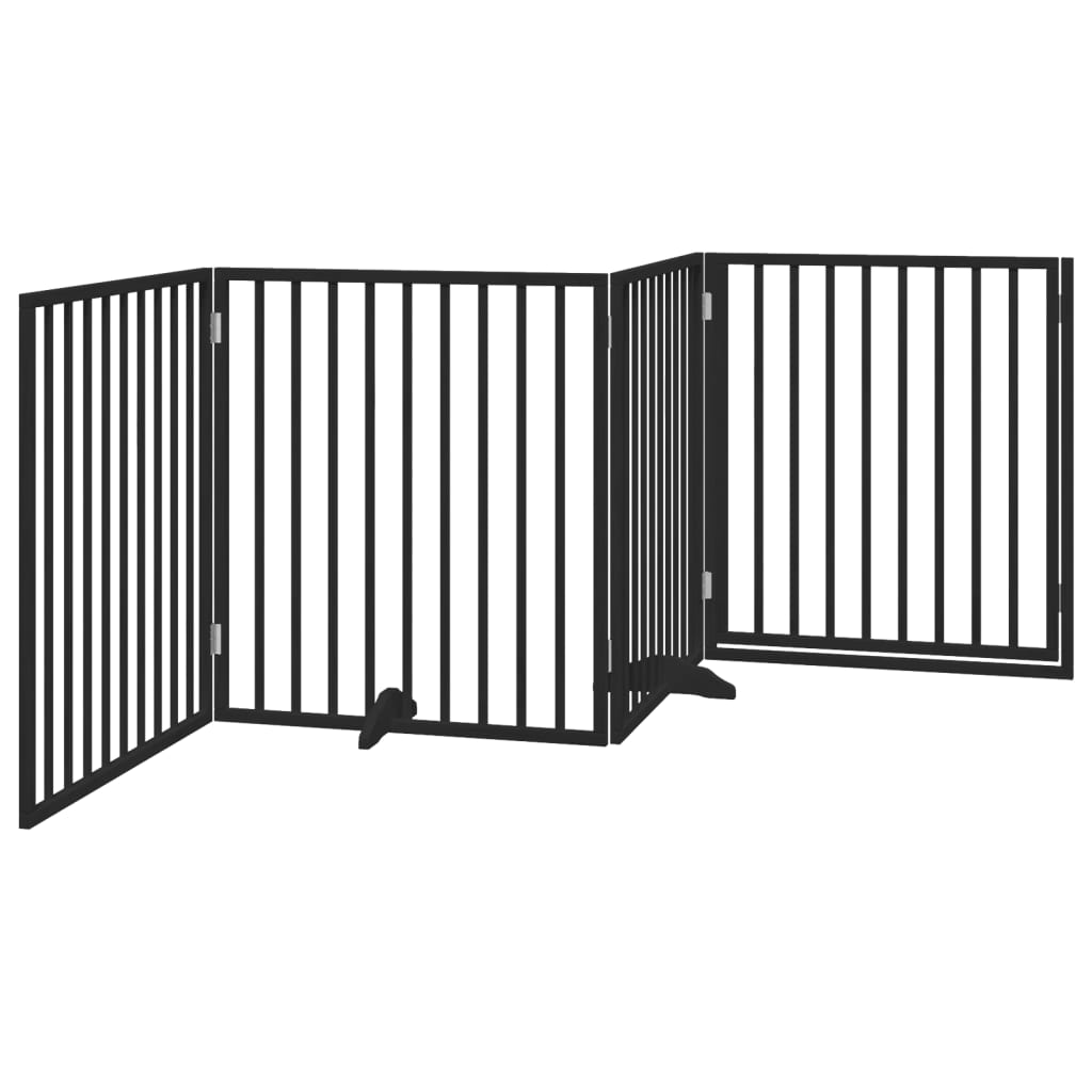 Cancello per Cani Porta Pieghevole Nero 4 Pannelli 320cm Pioppo