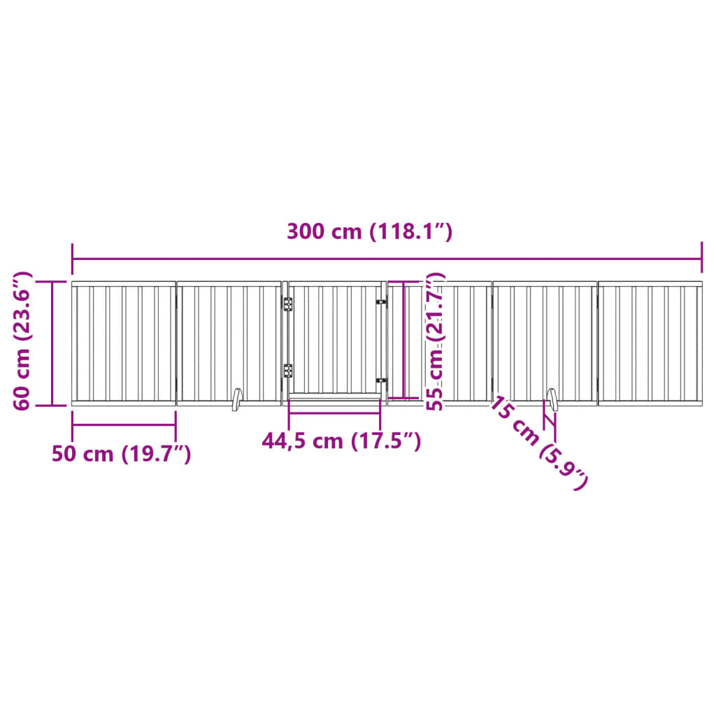 Cancello Cani Porta Pieghevole Marrone 6 Pannelli 300cm Pioppo