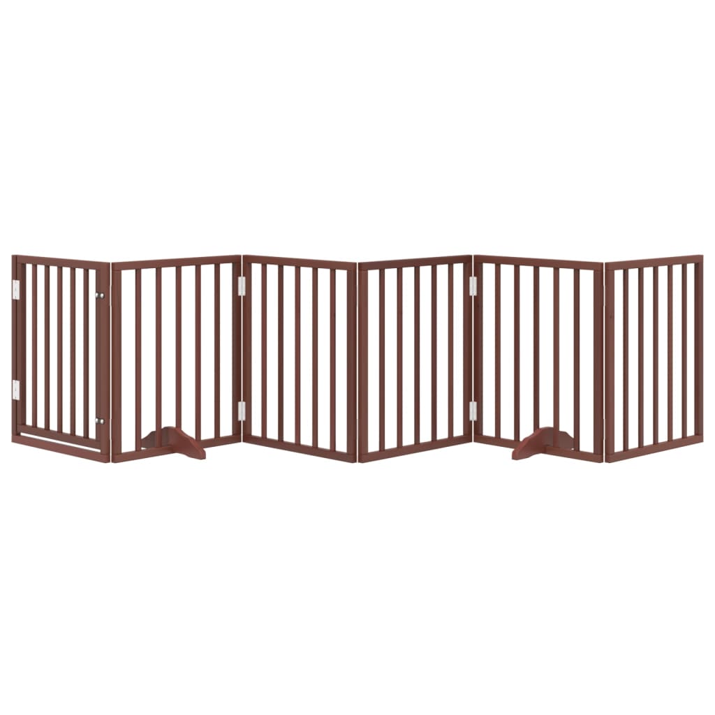 Cancello Cani Porta Pieghevole Marrone 6 Pannelli 300cm Pioppo