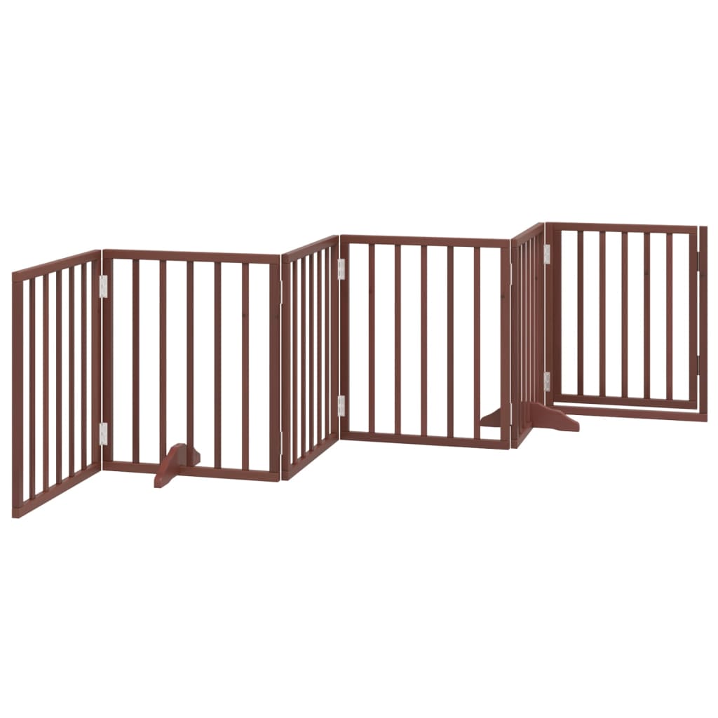 Cancello Cani Porta Pieghevole Marrone 6 Pannelli 300cm Pioppo