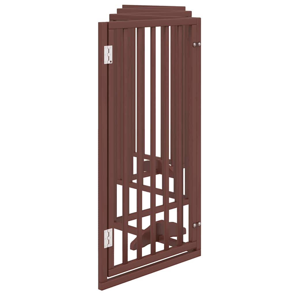 Cancelletto per cani con porta pieghevole 6 pannelli marrone 300 cm in legno di pioppo