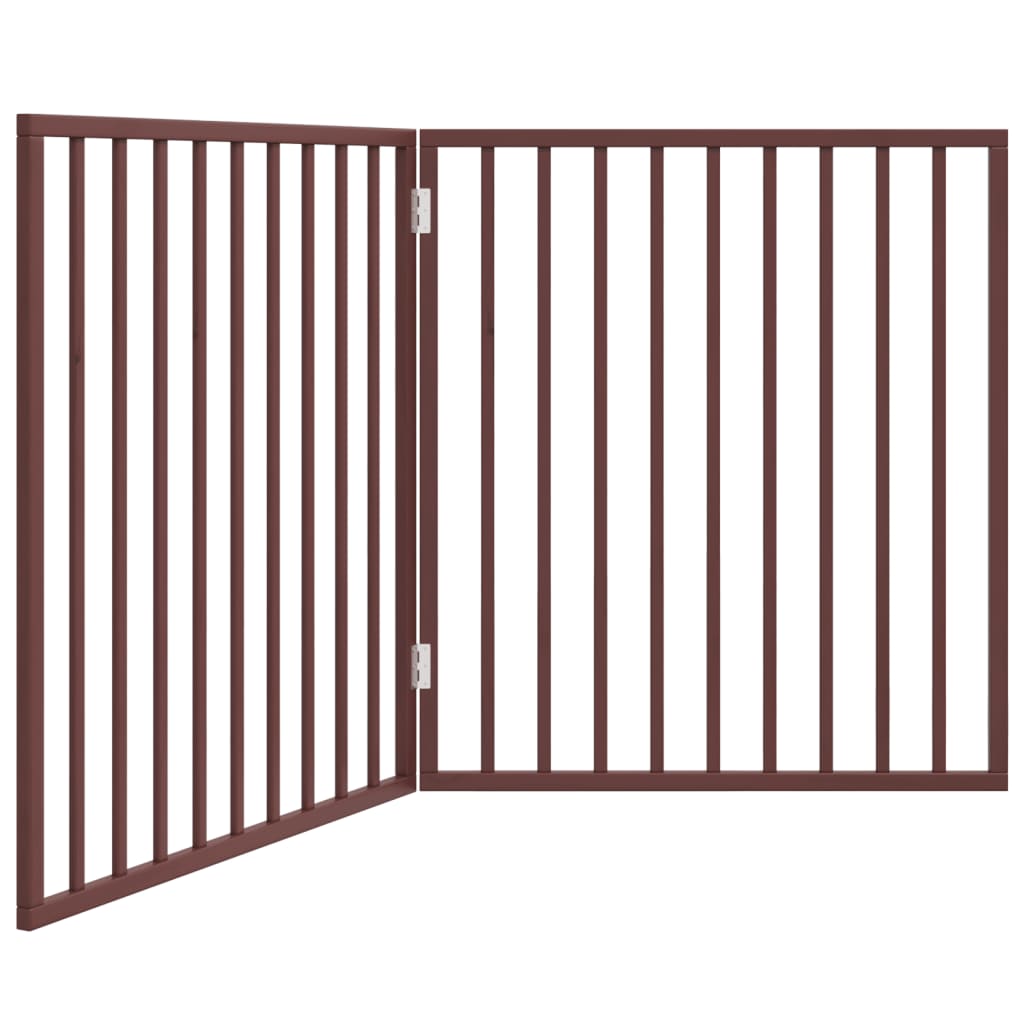Cancello Cani Pieghevole 2 Pannelli Marrone 160cm Legno Pioppo