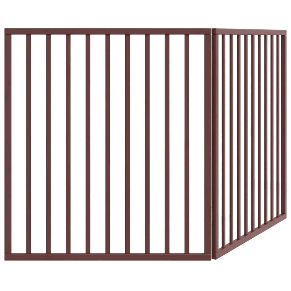 Cancello Cani Pieghevole 2 Pannelli Marrone 160cm Legno Pioppo