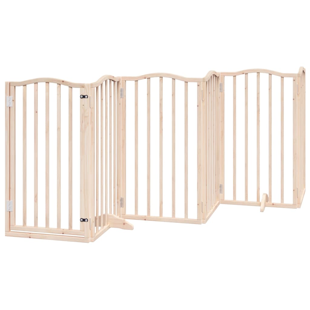 Cancelletto per cani con porta pieghevole 6 pannelli 300 cm in legno di pioppo