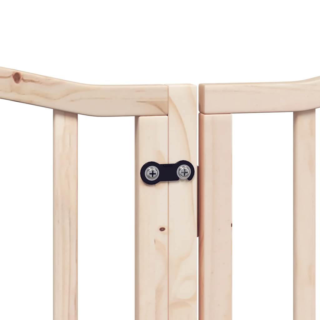 Cancelletto per cani con porta pieghevole 6 pannelli 300 cm in legno di pioppo