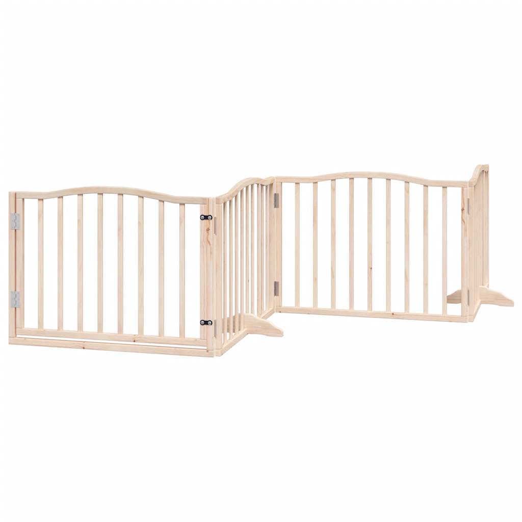 Cancello per Cani con Porta Pieghevole 4 Pannelli 320 cm Pioppo