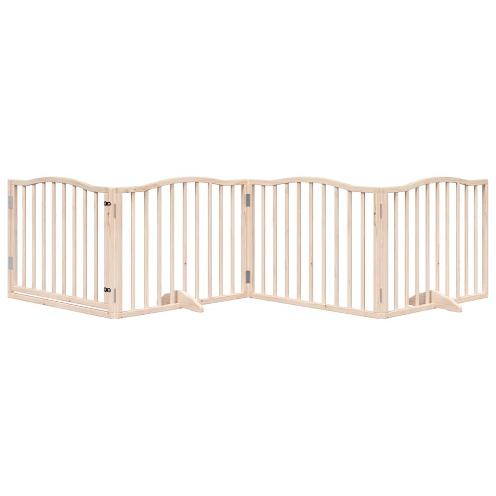 Cancello per Cani con Porta Pieghevole 4 Pannelli 320 cm Pioppo