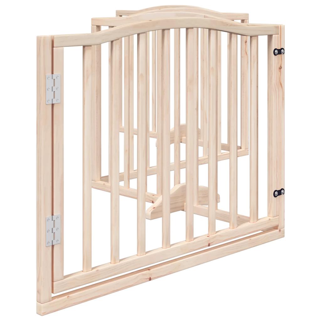 Cancello per Cani con Porta Pieghevole 4 Pannelli 320 cm Pioppo
