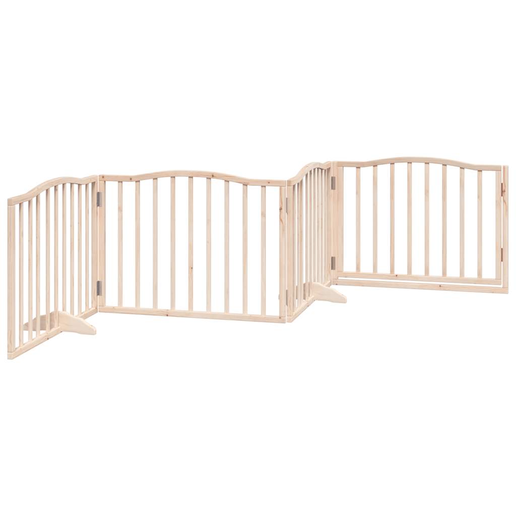 Cancello per Cani con Porta Pieghevole 4 Pannelli 320 cm Pioppo