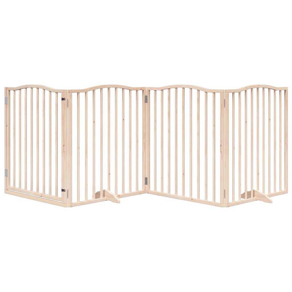 Cancello per Cani con Porta Pieghevole 4 Pannelli 320 cm Pioppo