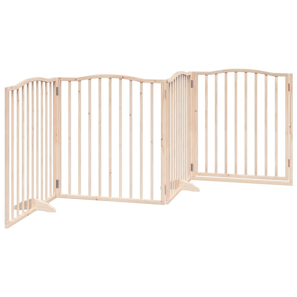 Cancello per Cani con Porta Pieghevole 4 Pannelli 320 cm Pioppo