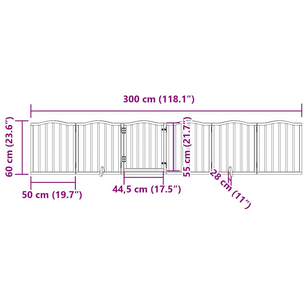 Cancello Cani Porta Pieghevole Bianco 6 Pannelli 300 cm Pioppo