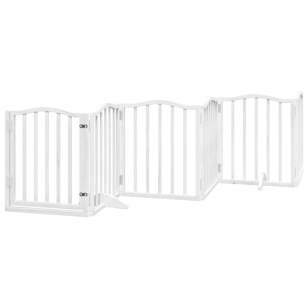 Cancello Cani Porta Pieghevole Bianco 6 Pannelli 300 cm Pioppo