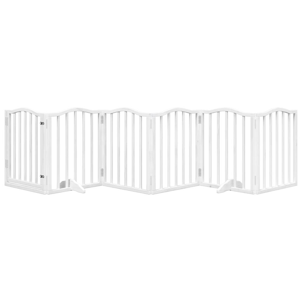Cancello Cani Porta Pieghevole Bianco 6 Pannelli 300 cm Pioppo