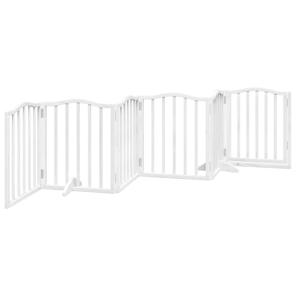 Cancello Cani Porta Pieghevole Bianco 6 Pannelli 300 cm Pioppo