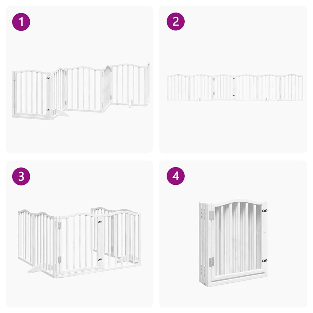 Cancello Cani Porta Pieghevole Bianco 6 Pannelli 300 cm Pioppo
