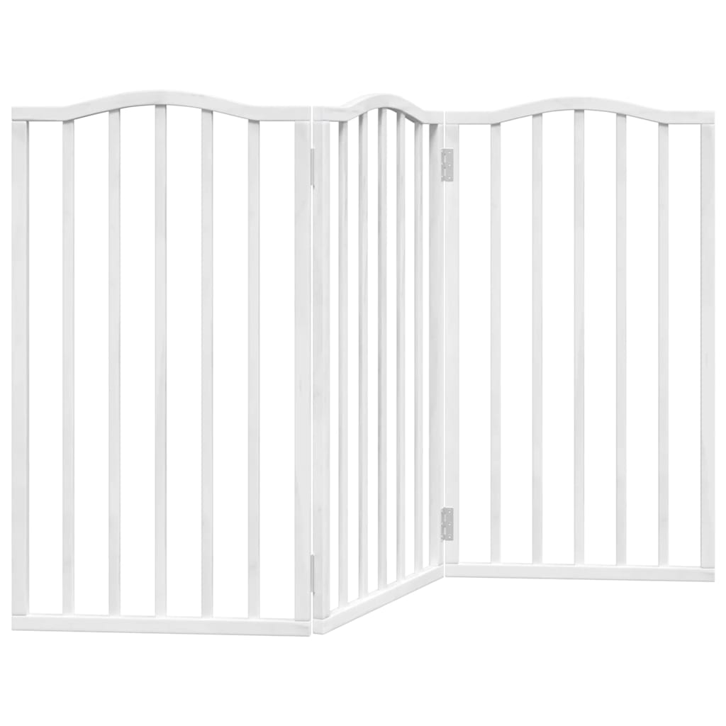 Cancello per Cani Pieghevole 3 Pannelli Bianco 150 cm Pioppo