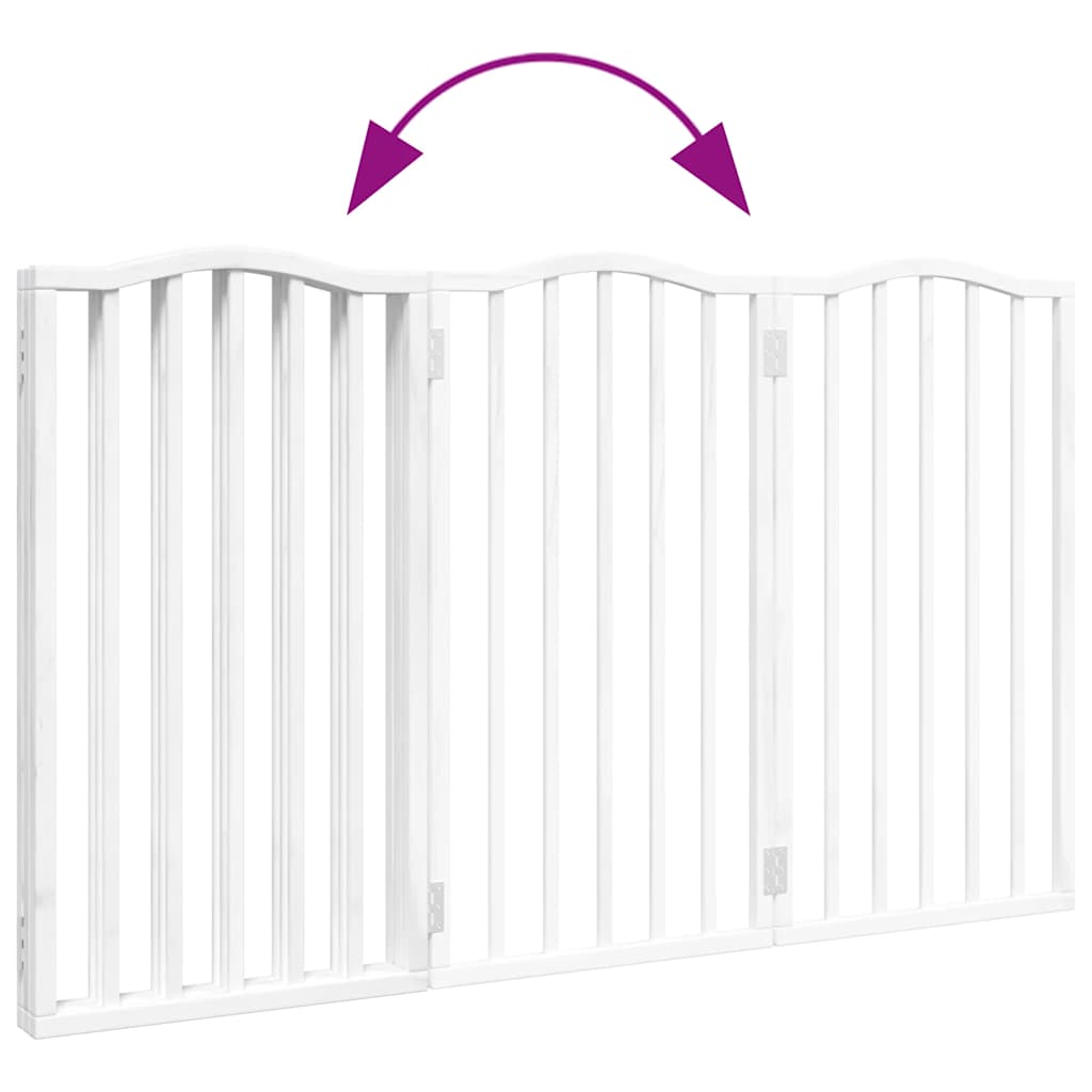 Cancello per Cani Pieghevole 3 Pannelli Bianco 150 cm Pioppo