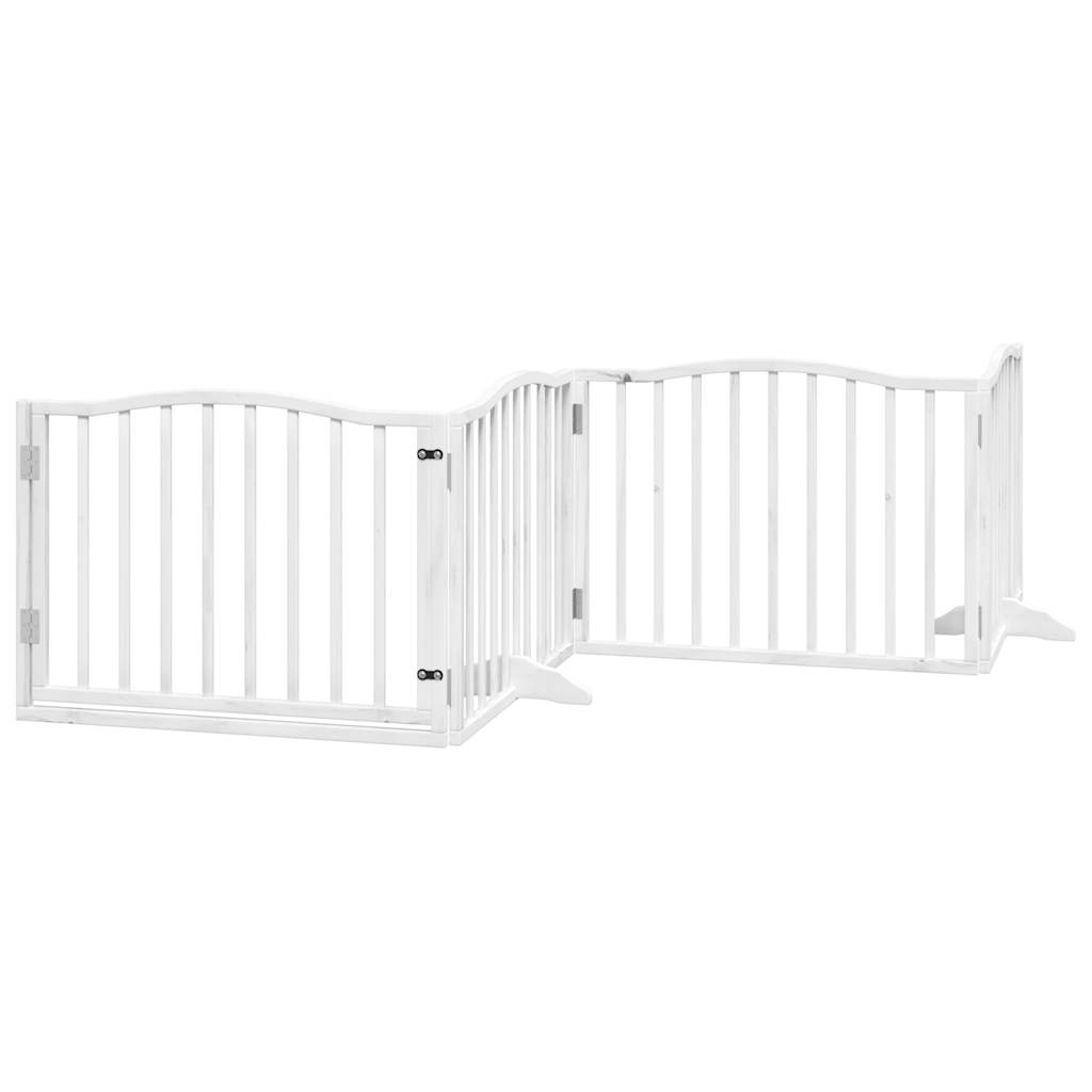 Cancello Cani Porta Pieghevole Bianco 4 Pannelli 320 cm Pioppo