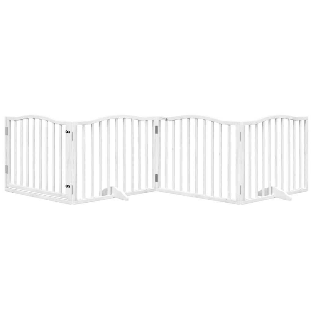 Cancello Cani Porta Pieghevole Bianco 4 Pannelli 320 cm Pioppo
