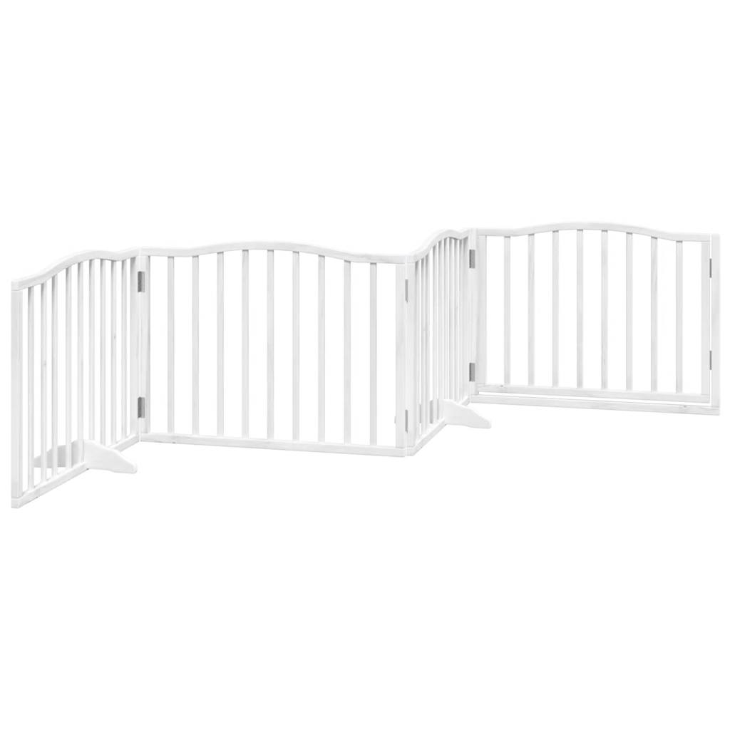 Cancello Cani Porta Pieghevole Bianco 4 Pannelli 320 cm Pioppo