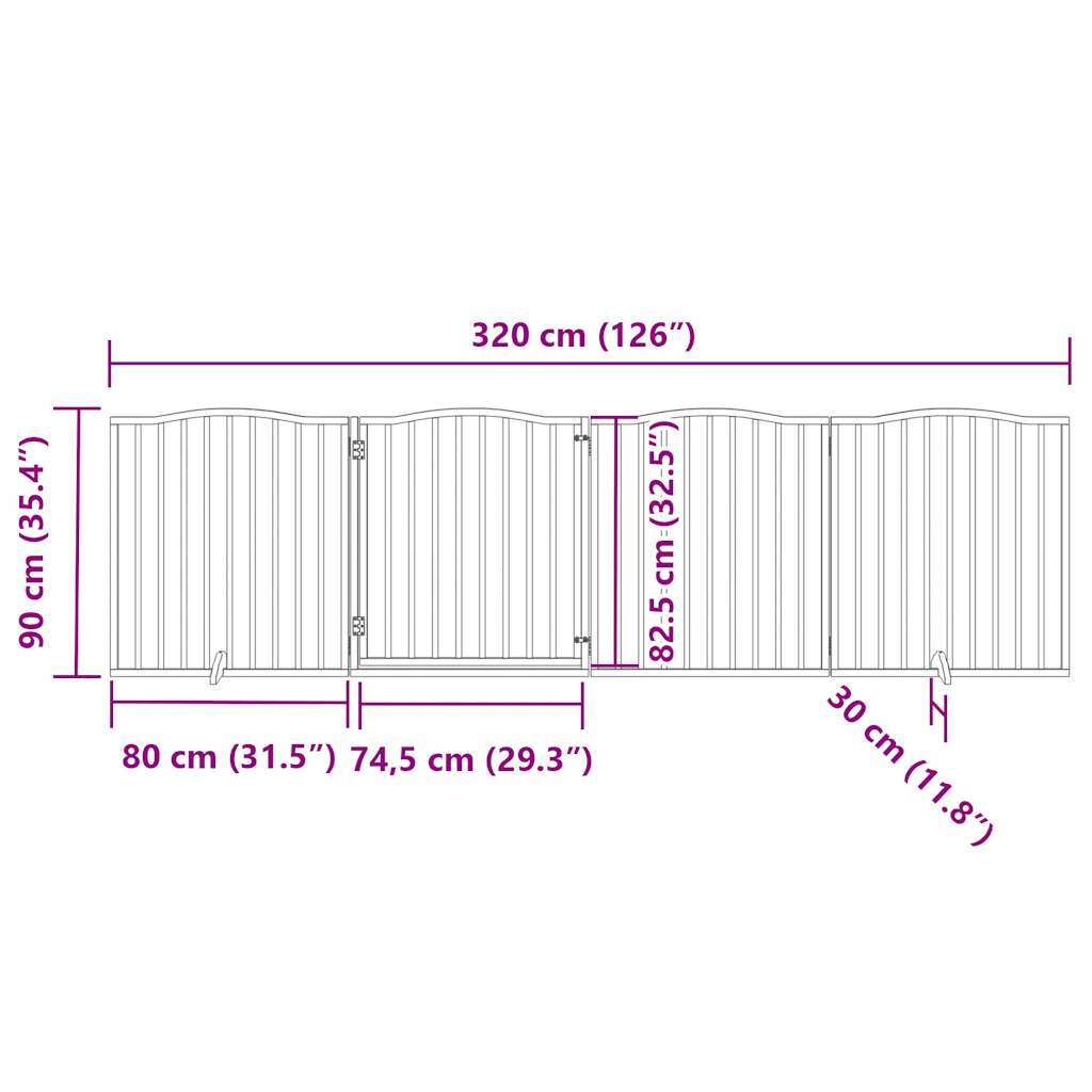 Cancello Cani Porta Pieghevole Bianco 4 Pannelli 320 cm Pioppo
