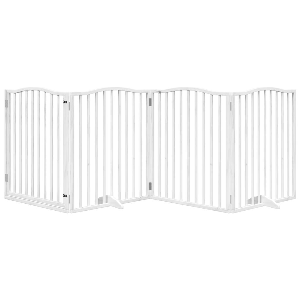 Cancello Cani Porta Pieghevole Bianco 4 Pannelli 320 cm Pioppo