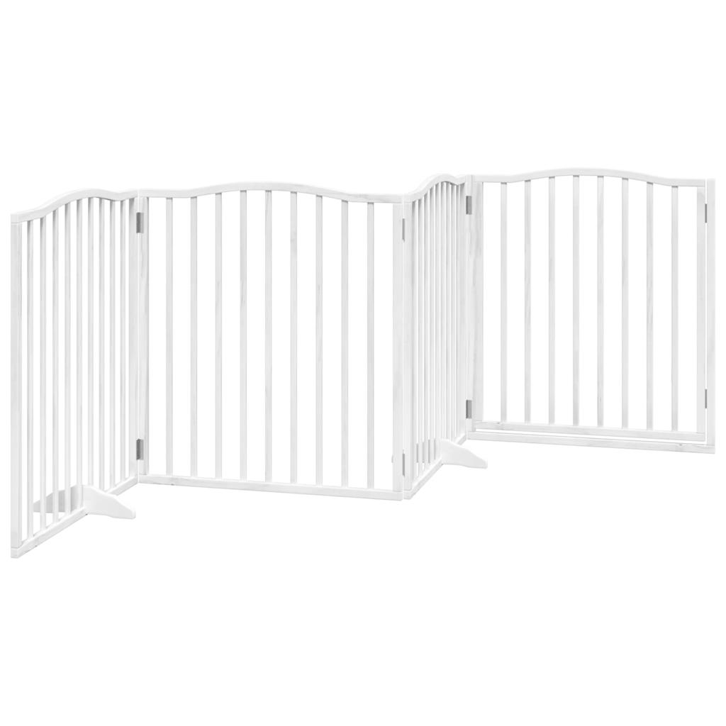 Cancello Cani Porta Pieghevole Bianco 4 Pannelli 320 cm Pioppo