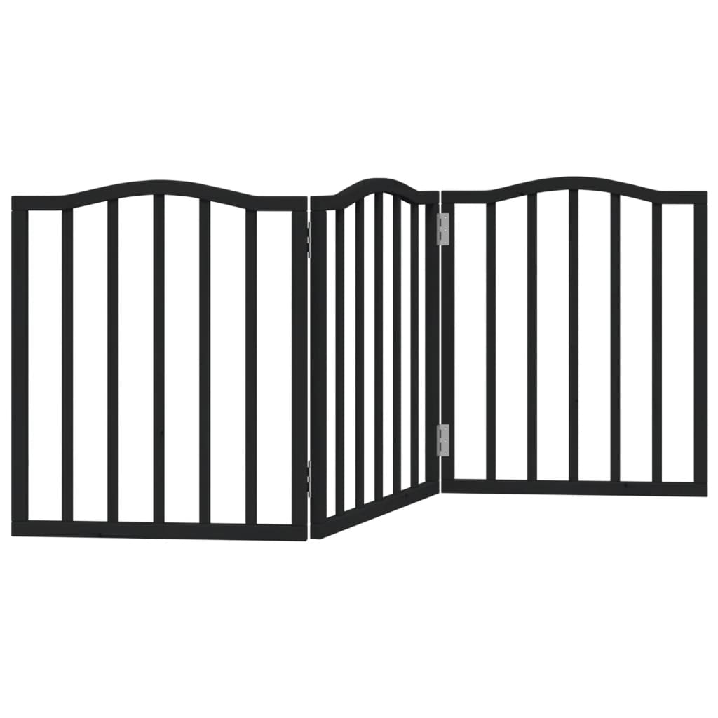 Cancello per Cani Pieghevole 3 Pannelli Nero 150cm Legno Pioppo