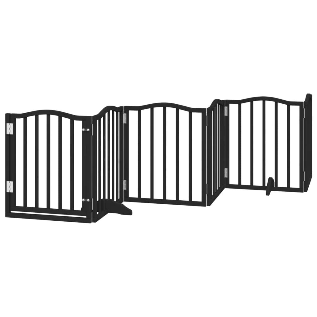Cancello per Cani Porta Pieghevole Nero 6 Pannelli 300cm Pioppo