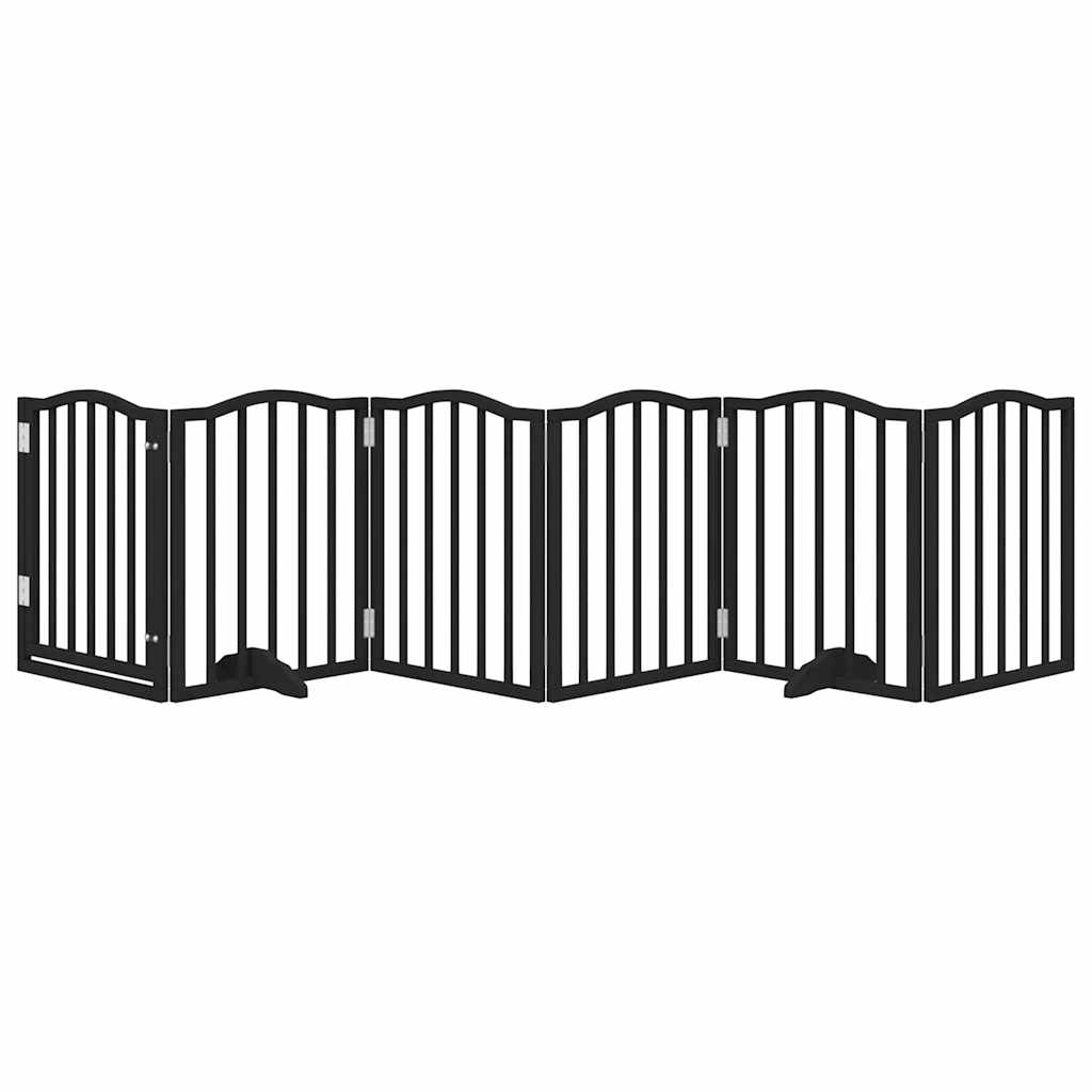 Cancello per Cani Porta Pieghevole Nero 6 Pannelli 300cm Pioppo