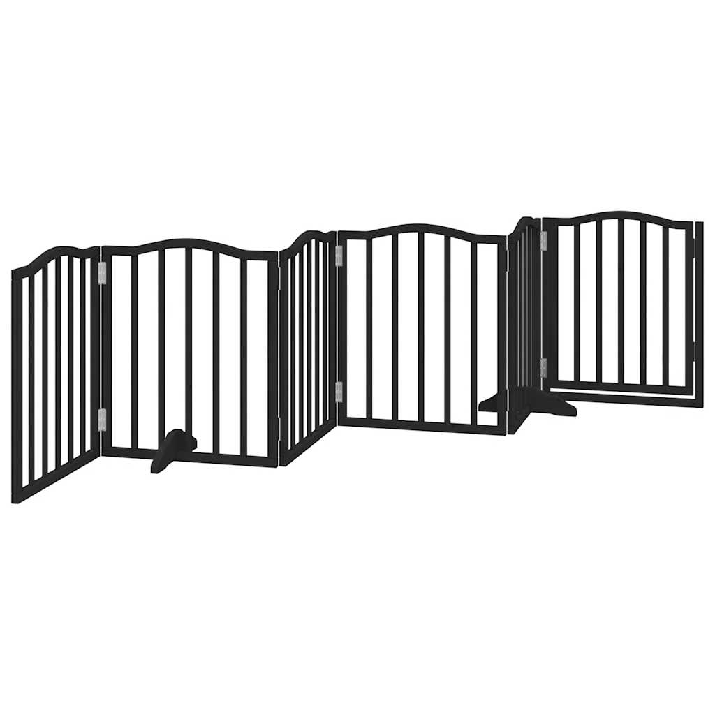 Cancello per Cani Porta Pieghevole Nero 6 Pannelli 300cm Pioppo