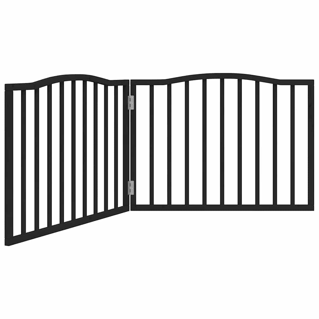 Cancello per Cani Pieghevole 2 Pannelli Nero 160cm Legno Pioppo