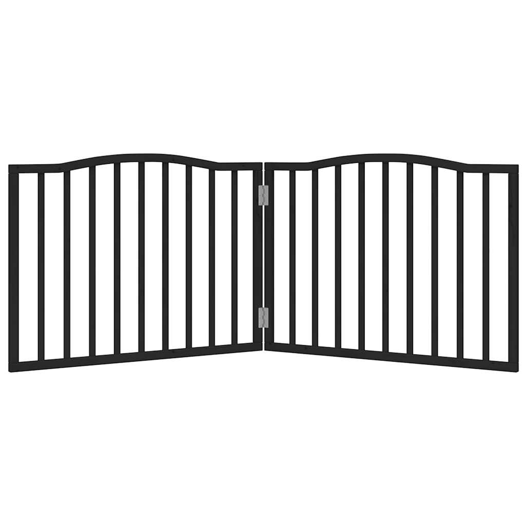 Cancello per Cani Pieghevole 2 Pannelli Nero 160cm Legno Pioppo